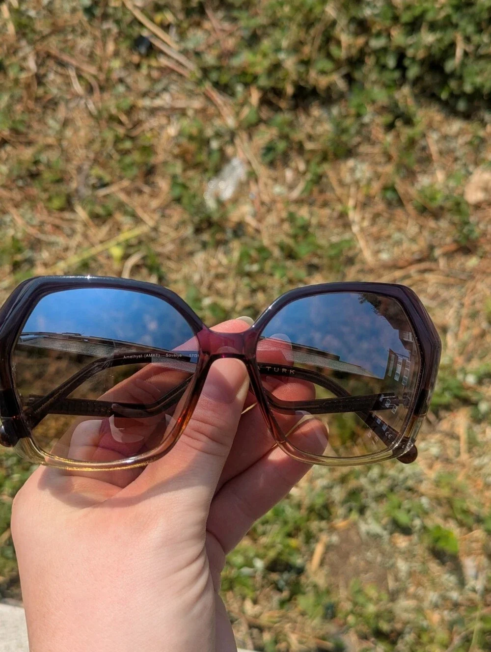 Trina Turk Solvaye Sunglasses Oversized Geometric Ombre Edgy